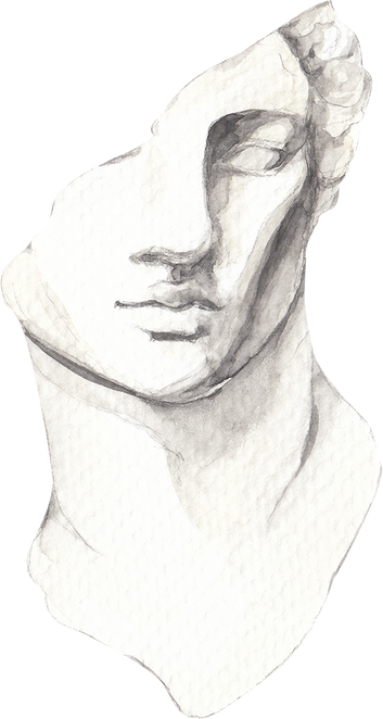 David portrait sculpture watercolor illustration